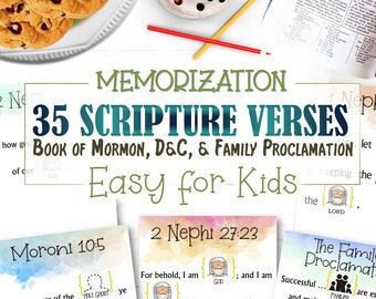 31 Book of Mormon, D&C, and Family Proclamation Scriptures for Kids to Memorize Easily - INSTANT DOWNLOAD