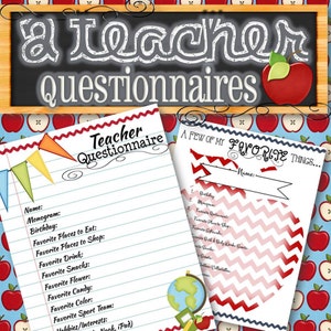 2 Teacher Questionnaires - INSTANT DOWNLOAD