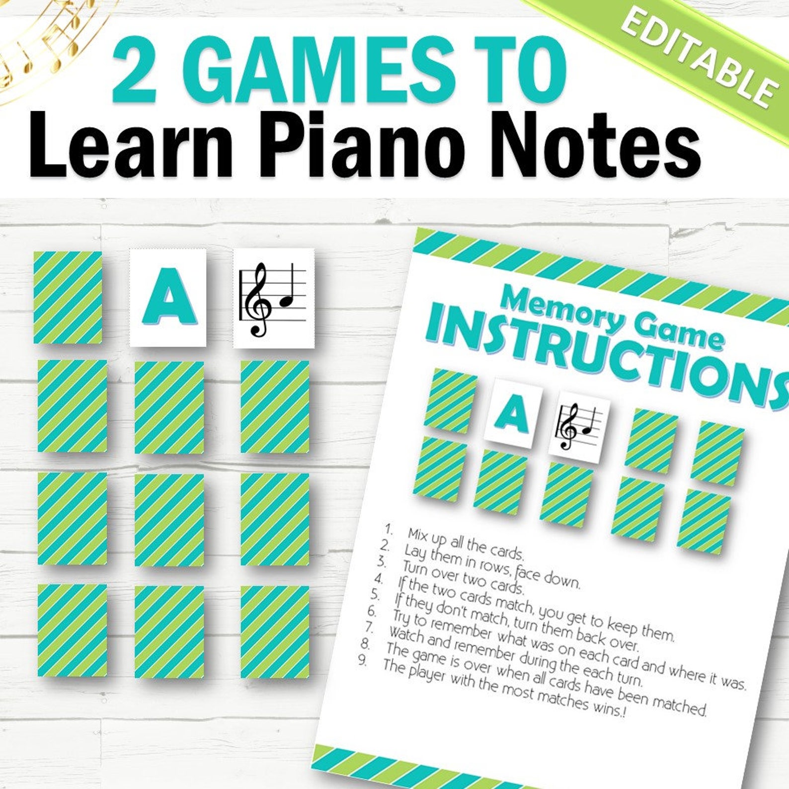 EDITABLE Piano Games to Learn Notes - INSTANT DOWNLOAD - Etsy