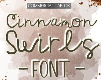 Digital Handwritten Font - Cinnamon Swirls (Cu and Cu4cu OK)  - INSTANT DOWNLOAD