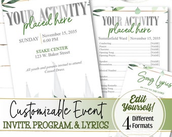Invitación, programa y letras de canciones editables - DESCARGA INSTANTÁNEA