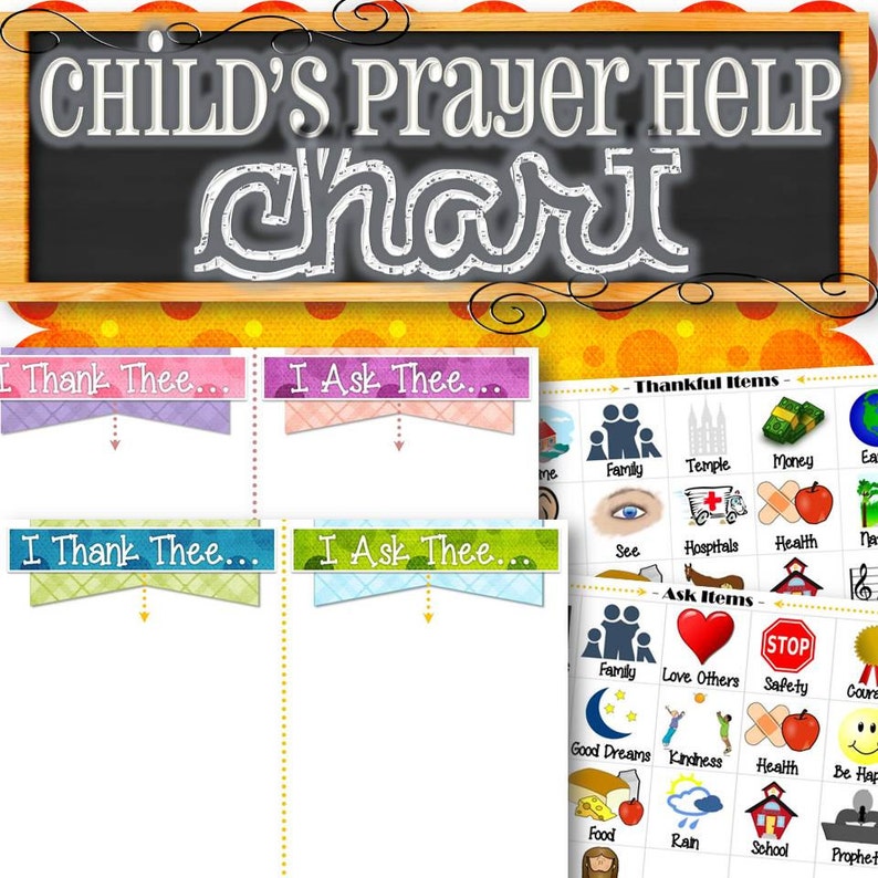 Child's Prayer Help Chart INSTANT DOWNLOAD image 2