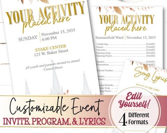 Invitación, programa y letras de canciones editables - DESCARGA INSTANTÁNEA