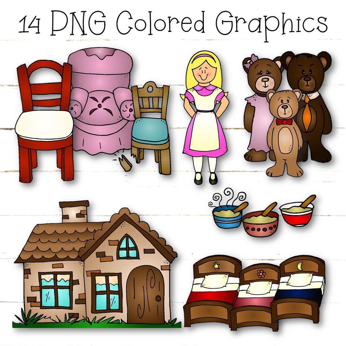 Goldilocks and the 3 Bears Clipart (cu and Cu4cu OK) - INSTANT DOWNLOAD ...