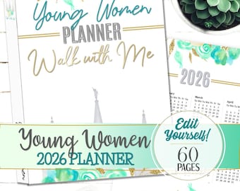Planificador editable para la presidencia de las Mujeres Jóvenes 2026 - Descarga instantánea