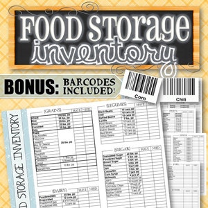 Food Storage/Pantry/Freezer Inventory (Bonus 200+ Barcodes Included) - INSTANT DOWNLOAD