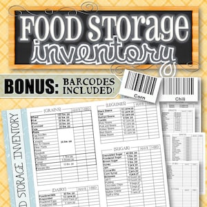 Food Storage/Pantry/Freezer Inventory (Bonus 200+ Barcodes Included) - INSTANT DOWNLOAD