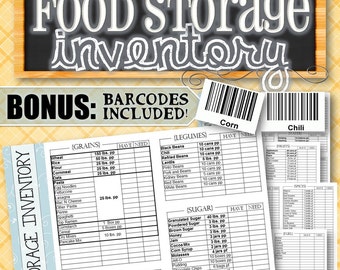 Food Storage/Pantry/Freezer Inventory (Bonus 200+ Barcodes Included) - INSTANT DOWNLOAD