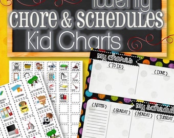 20 Chore & Schedule Charts for Kids - INSTANT DOWNLOAD