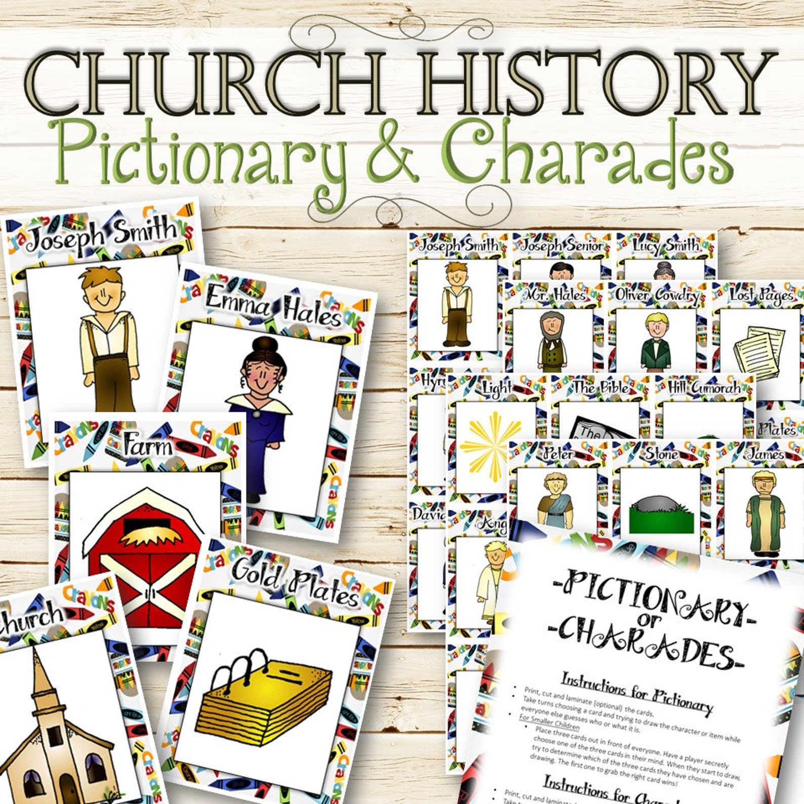Pictionary &amp; Charades for Church History INSTANT DOWNLOAD | Etsy