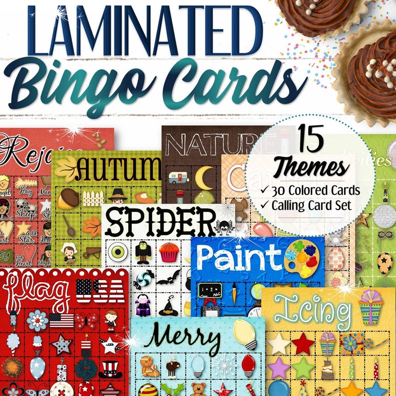 30 Laminated Themed Bingo Cards Printed Version Etsy