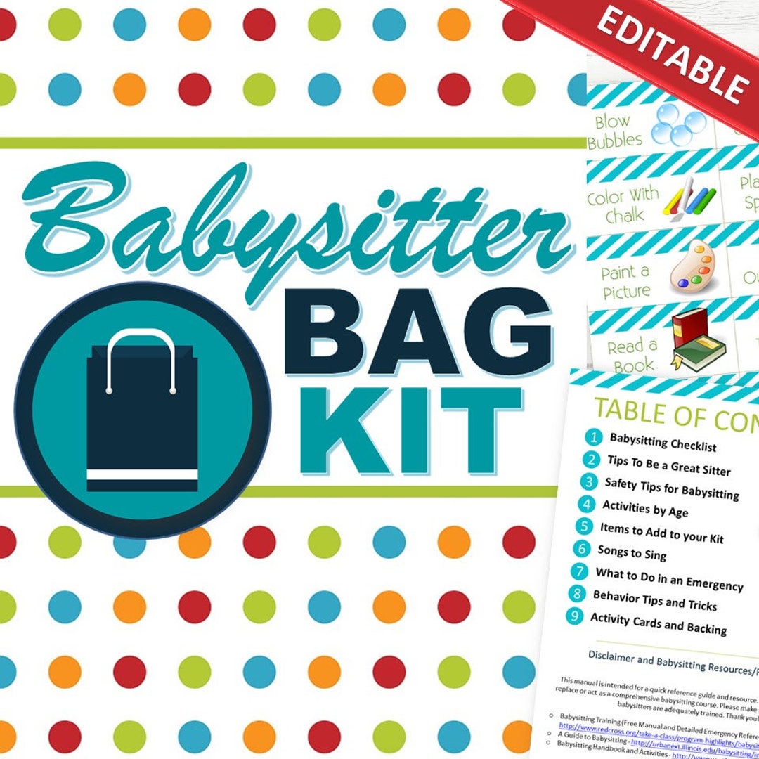 EDITABLE Babysitting Kit all-in-one INSTANT DOWNLOAD - Etsy