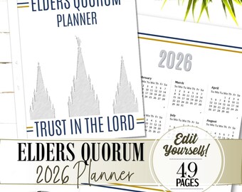 EDITABLE 2026 Elders Quorum Planner - INSTANT DOWNLOAD