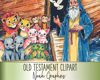 Imágenes bíblicas del Antiguo Testamento - Imágenes prediseñadas de Noé para imprimir en PNG, JPG y PDF (Cu y Cu4cu Ok) - Descarga instantánea