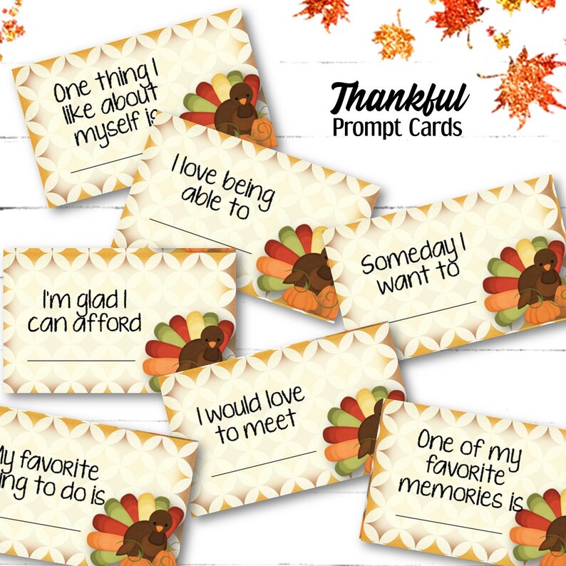 Turkey Advent Calendar With Thankful Prompt Cards INSTANT Etsy