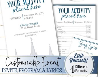 EDITABLE Event Invite, Program, and Lyrics - INSTANT DOWNLOAD