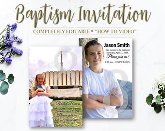 EDITABLE Baptism Invitation - INSTANT DOWNLOAD