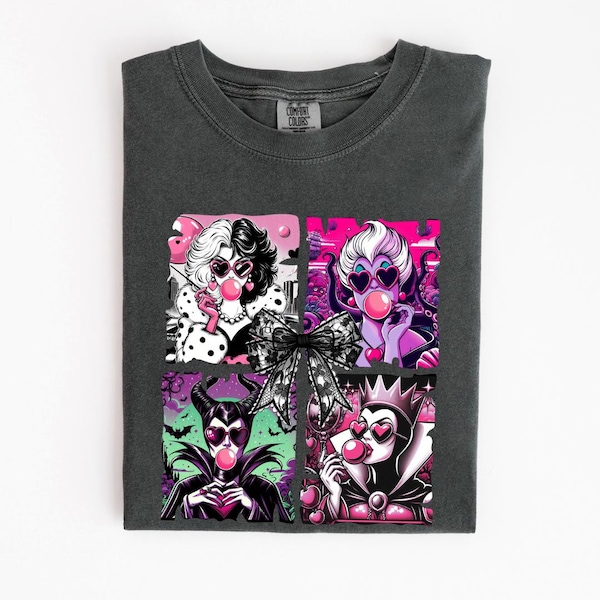 Camiseta de chicle de villanos para niña, camiseta de parque temático mágico, camiseta de vacaciones en parque temático para adultos