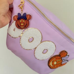 Magical Mouse Pumpkin SEWN ON Patch Jumbo Fanny Pack | Theme Park Belt Bag | Magical Mouse Halloween Purse