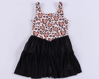 Magisches Safari-Tutu mit Maus-Tierprint für Erwachsene und Kinder | Magisches Urlaubs-Sportkleid | Aktiv-Set für Mutter und Kind