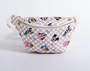 Magical Neutral Checkered Park Friends Jumbo Fanny Pack Theme Park Belt Bag