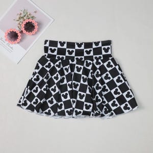 Magical Mouse Checkered Girls Athletic Skort Theme Park Youth Outfit