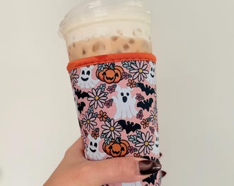 Magical Bloom & Boo Halloween Coffee Sleeve Cozy
