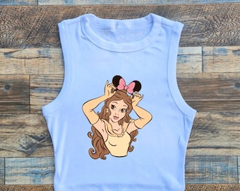 Magical Princesses Crop Top, Cropped Princess Tank, Theme Park Cropped Shirt