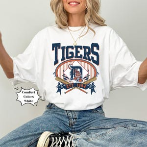 Camiseta de béisbol de los Tigres de Detroit, estilo retro vintage / Sudadera de béisbol de Detroit