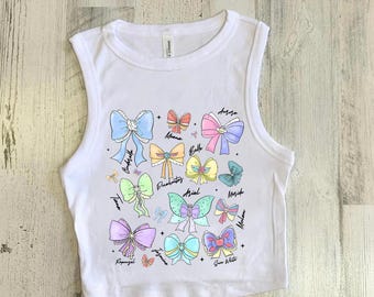 Magical Princesses Coquette Bow Crop Top, Cropped Princess Tank, Theme Park Cropped Shirt