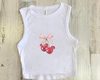 Magische Maus Coquette Cherry Crop Top, Cropped Coquette Baby Tee, Themenpark Cropped Shirt
