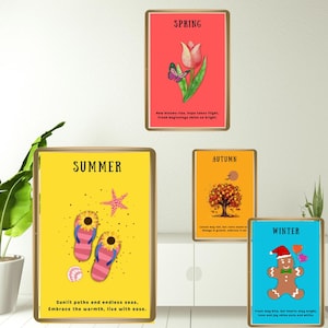Spring Summer Autumn Winter Digital Product, Inspirational Poetry Wall Art, Home Office Decor, 4 Seasons Printable, Motivational Collection