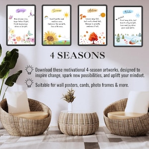 Inspirational Digital Print, Motivational Poetry Wall Art, Home & Office Decor, Spring, Summer, Autumn, Winter, Flowers, Snow, Printable Art