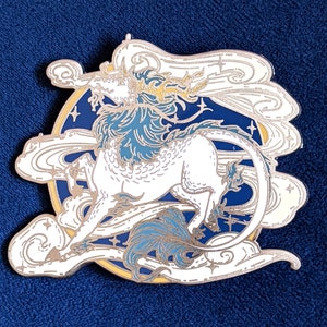 Kirin | Qilin | 2.5" Hard Enamel Pin | Silver | Black