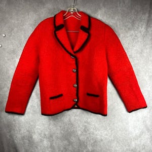 Vintage Original Lanz Salzburg Wool Jacket XL Red Coat Austrian Wool Blazer EUC