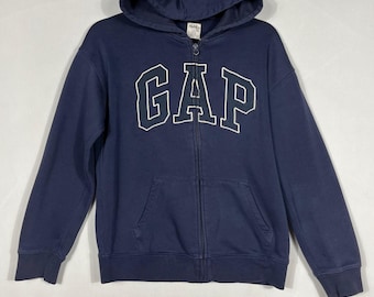VTG Y2K Gap hoodie met rits en logo voor kinderen, XXL 14/16 marineblauw noodlijdend