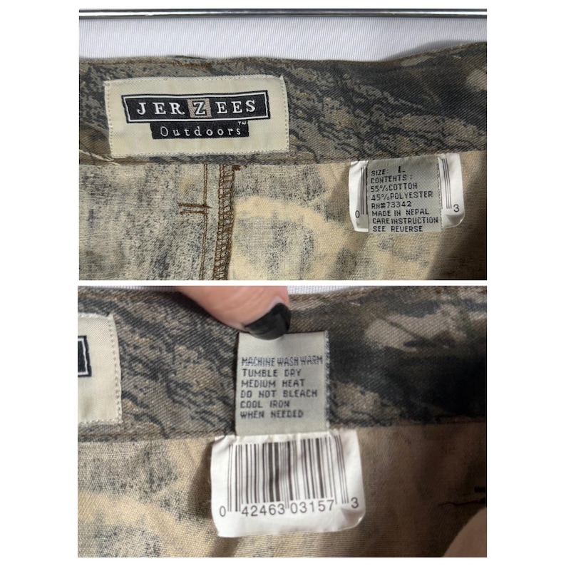 Vtg Jerzees Outdoors Mossy Oak Break-Up Camo Cargo Pants Mens Lg Utility image 3