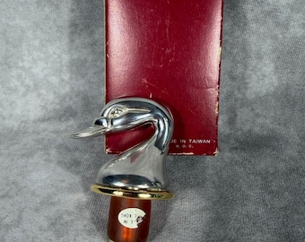 Tapón de botella de vino con cabeza de pato plateado vintage, ánade real, artículos de bar chapados en plata, Hong Kong