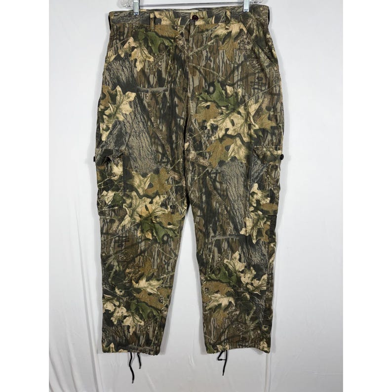 Vtg Jerzees Outdoors Mossy Oak Break-Up Camo Cargo Pants Mens Lg Utility image 1