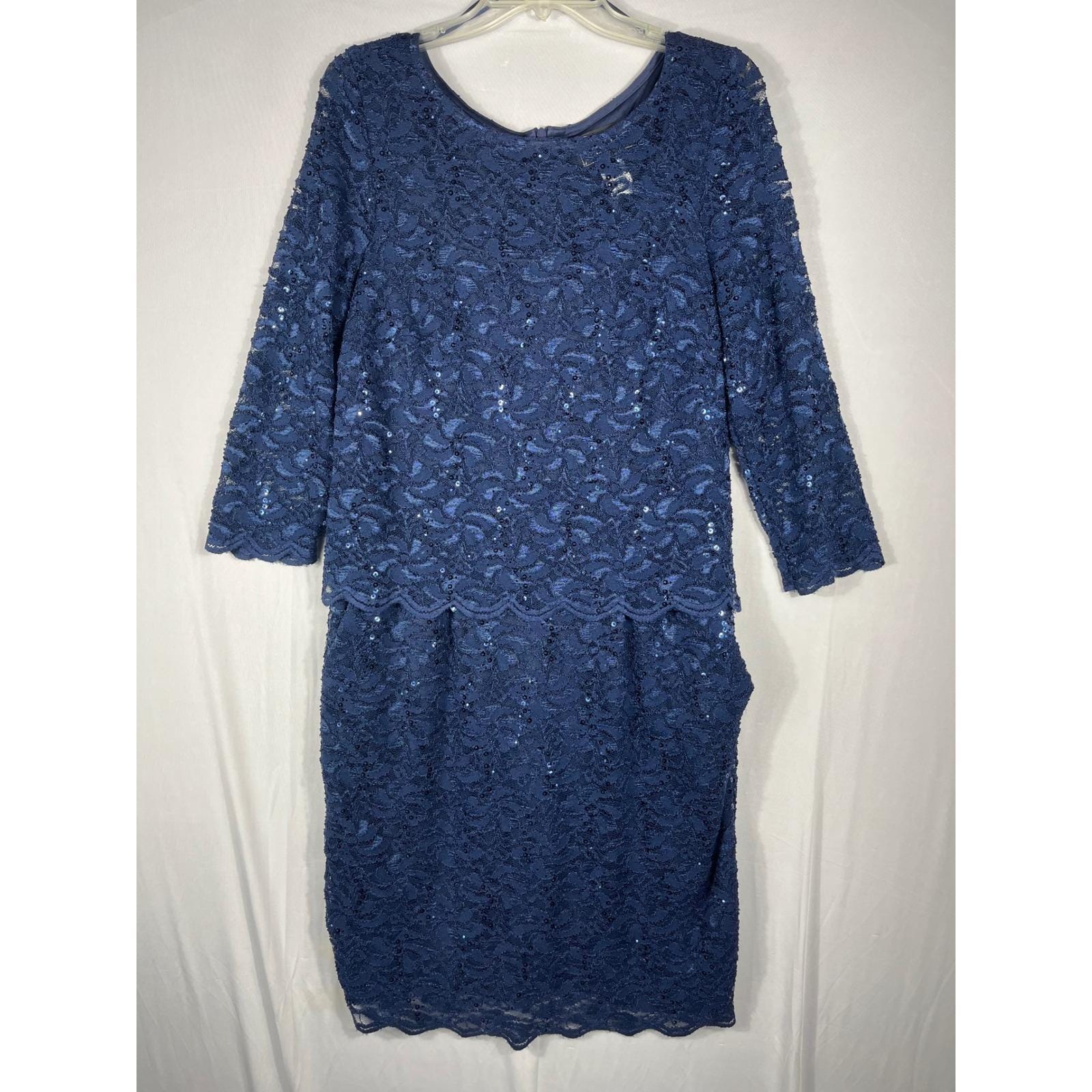 light blue dress with belt Short Sleeved Lace Dress With Delicate Matching Waist Belt main image 0