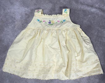 Copper Key Yellow Cotton Floral Top 4T Embroidered Eyelet Lace Sleeveless Ruffle