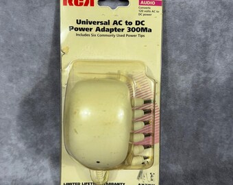 Adaptador de corriente universal RCA de CA a CC 300 mA 1,5 V-12 V 6 puntas Vintage 2001 Nee