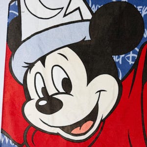 Vtg 90s Walt Disney World Sorcerer Mickey Mouse Beach Towel Fantasia Wizard Star image 4
