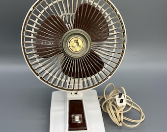 Vintage Chiao Shing 6" Desk Mini Fan 2-Speed Metal Grill Brown Blades Tested