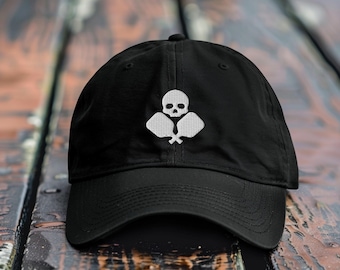 Cappello da papà con teschio da pickleball: twill di cotone ricamato