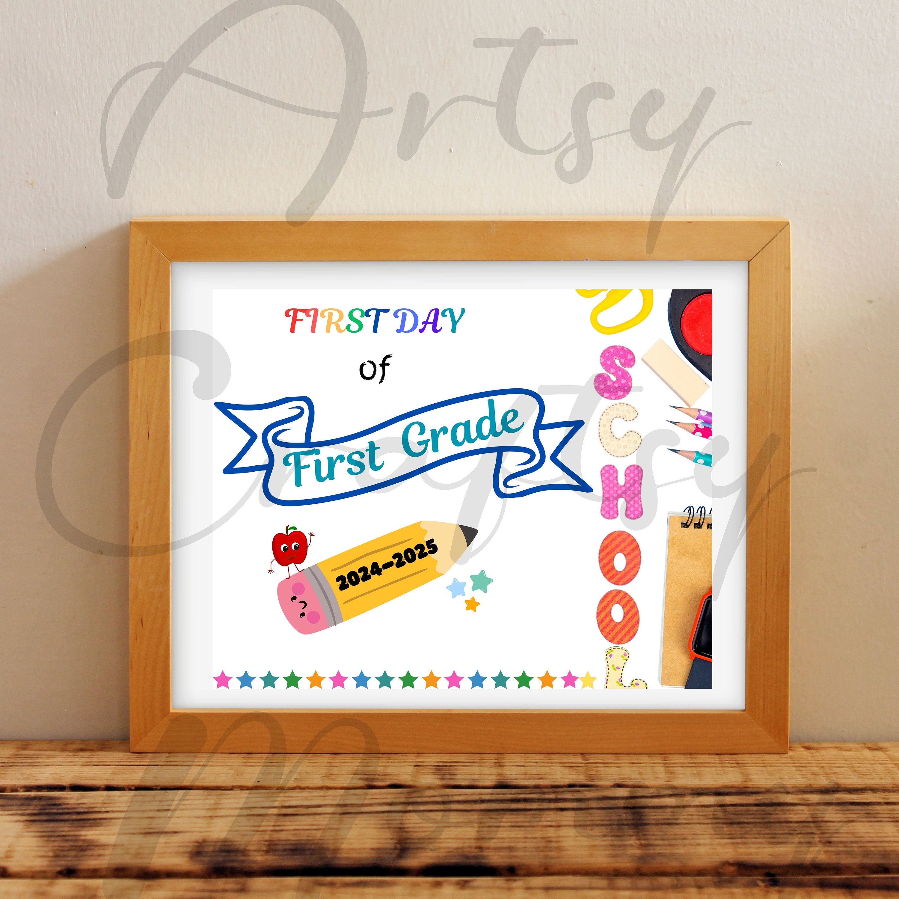 1st Day of First Grade Sign Printable First Day School Sign 1st Grade ...