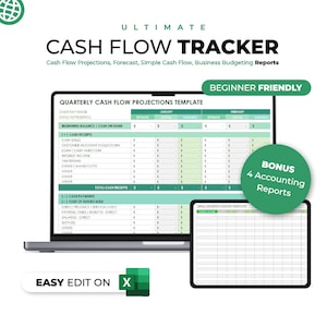 Hoja de cálculo de seguimiento y pronóstico de flujo de caja / Presupuesto empresarial, plantilla de proyección de flujo de caja / Planificador financiero para pequeñas empresas