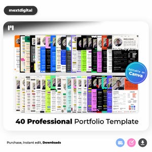 Minimalist Portfolio and Resume Template, Modern Portfolio Template for Designers and Creatives, 40 Page Modern Resume and Work Showcase