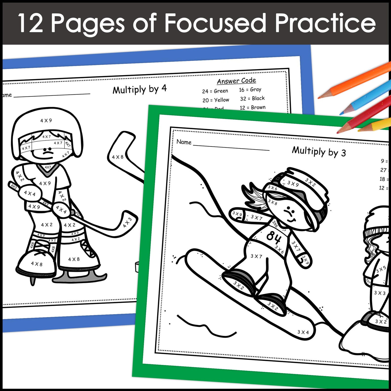 Multiplication Fact Fluency Practice Color by Number Winter 3rd Grade ...