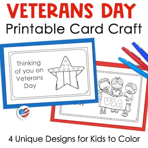 Afdrukbare kaarten Veteranendag voor kinderen om in te kleuren, kaarten in de klas ter ere van Amerikaanse veteranen, bedankbriefjes voor militaire veteranen